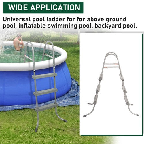 DURAFORCE Pool Ladder 36 inch 3 Step Platform Outdoor Above Ground Swimming Kids Children