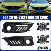 DURAFORCE Pair LED DRL Daytime Turn Signal Fog Light Lamp Covers Fit 2019-2021 Honda Civic