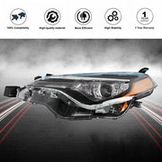 DURAFORCE Headlights LED Black Housing Left Side For 2017-2019 Toyota Corolla C L Le Eco