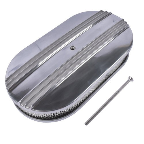 DURAFORCE 15" Oval Half Finned Polished Aluminum Air Cleaner Filter For SBC BBC Chevy 350