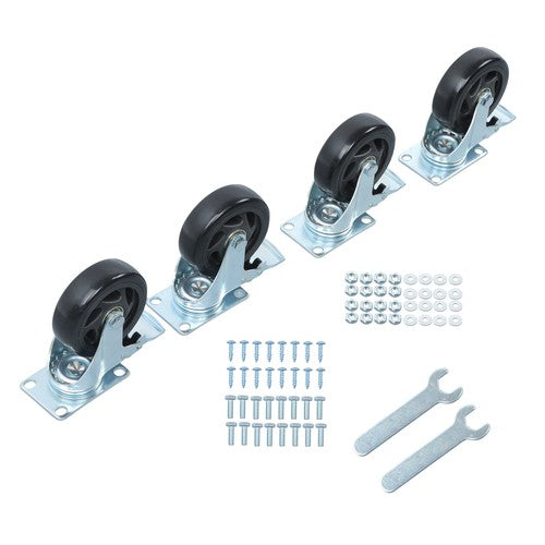 DURAFORCE 4 Inch Caster Wheels Heavy Duty with Brake,2200Lbs,Swivel Plate Casters Set Of 4