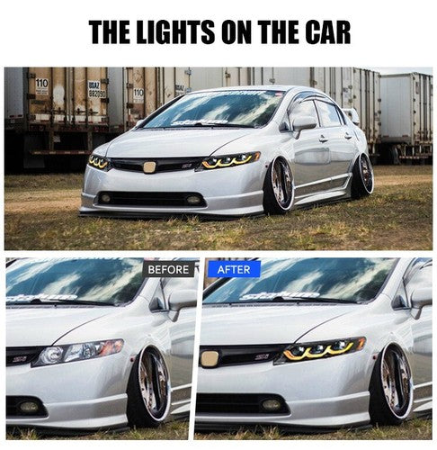 Full LED Headlights For Honda Civic 2006-2011 Sequential Headlamp Assembly Pair