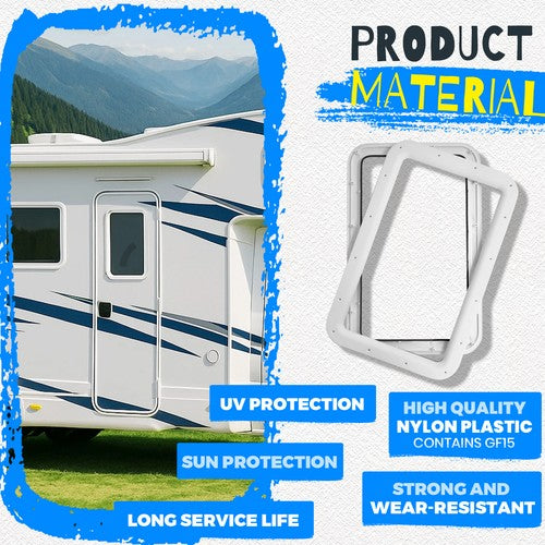 15.7 x 24.8 White RV Entrance Door Window Frame for Camper Trailer