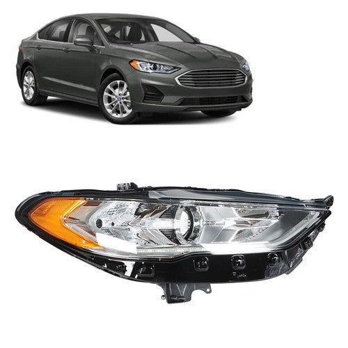 DURAFORCE Right Projector Headlight Chrome Housing With LED DRL For Ford Fusion 2017-2019
