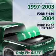 DURAFORCE 6.5FT Soft Roll Up Tonneau Cover Truck Bed w/Lamp For Ford F150 Heritage 97-04
