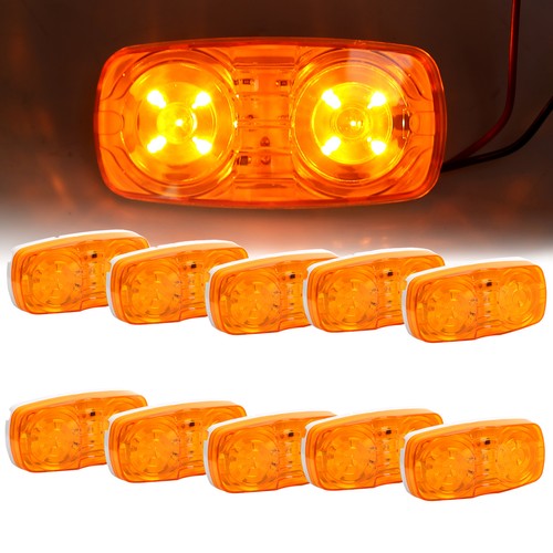 10X Trailer Amber LED Marker Light Double Bullseye 10 Diodes Clearance Light