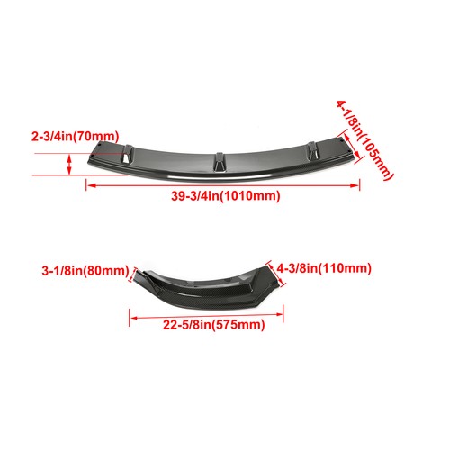 DURAFORCE Front Bumper Body Kit Lip Spliiter For 2017-2023 Tesla Model 3 Carbon Style 3Pcs