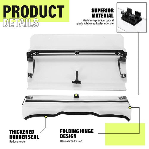 DURAFORCE Heavy Duty Scratch Resistant Flip Windshield for Yamaha YXZ (2019+)