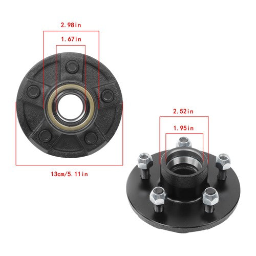 DURAFORCE 2-Pack Pre-assembled 5-Lug 4.5"Trailer Wheel Hub For 3,500 lbs #84 Trailer Axle