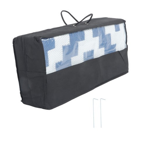 DURAFORCE 9x12ft Waterproof Outdoor Rug Outdoor Plastic Straw Rug Carpet Blue & White