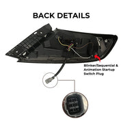 DURAFORCE Rear LED Dynamic Tail Lights Clear Lens Red Bar for 2022-2025 for Subaru WRX