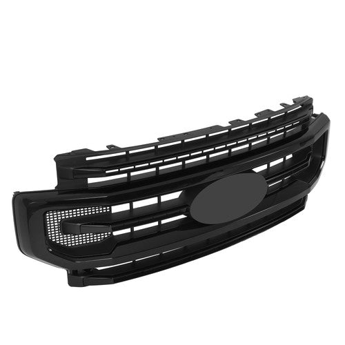 DURAFORCE Front Bumper Grille Plastic Gloss Black For Ford F250 F350 2020-2022 Super Duty