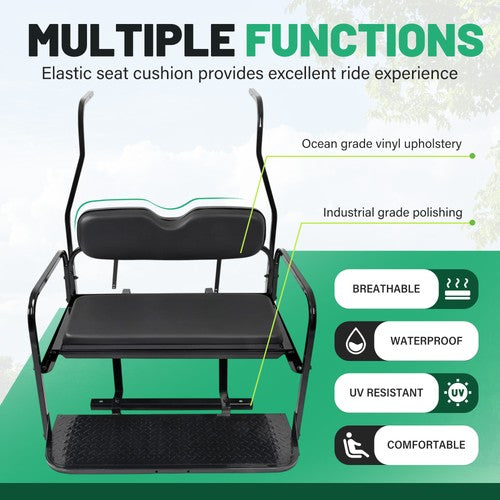DURAFORCE Flip Folding Rear Seat Kit Back Seat For 2000.5-Up Club Car DS Golf Cart 400 lbs