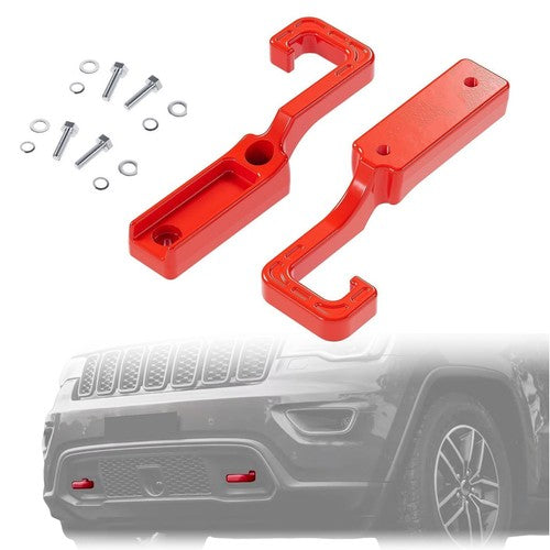 DURAFORCE Pair Red Steel Tow Hooks Kit For Jeep Grand Cherokee WK2 2015-2023 2016