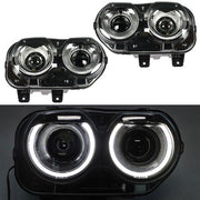 DURAFORCE Pair Set For Dodge Challenger 2015-2018 Headlight Replacement Halogen Clear Lens