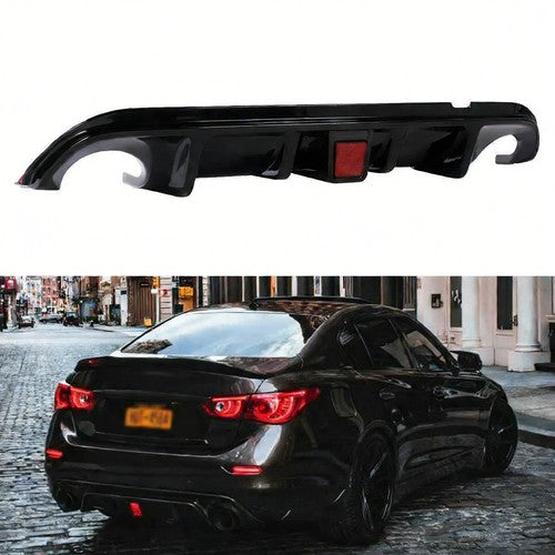 DURAFORCE Rear Bumper Diffuser W/ LED Brake Light for 2014-2017 for Infiniti Q50 Black