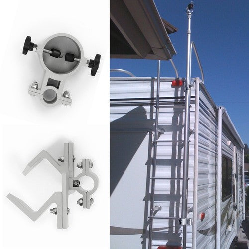 DURAFORCE Gray Flag And Wind Sock Pole Mount 1 Inch Ladder For Starlink Pole RV Ladder