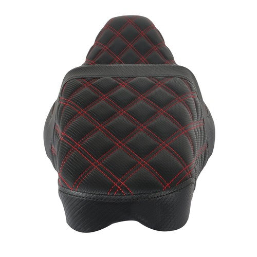 DURAFORCE Red Lattice Stitch Carbon Fiber Gripper Step 2 Up Seat For Touring 2008-2020