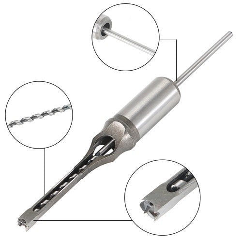 DURAFORCE 6pcs 6.35mm/8mm/9.5mm/12.7mm/14mm/16mm Square Hole Mortise Chisel Drill Bit Set