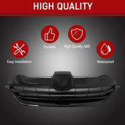 DURAFORCE Front Bumper Gloss Black Mesh Grille Grill for 2017-2019 for Honda CR-V