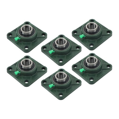 DURAFORCE 6Pcs UCF205-16 Pillow Block Flange Bearing 1" Bore Solid Base Self Aligning