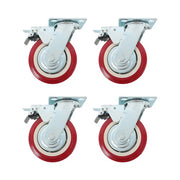 DURAFORCE 4 Pack 6' x 2' Heavy Duty Caster Wheel Swivel Plate PU With Brake Wheels