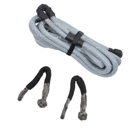 DURAFORCE 1"×30ft Gray Kinetic Recovery Rope With 2 Soft Shackles Kit 34000lbs Heavy Duty