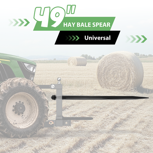 DURAFORCE 49" Steel Hay Bale Spear 4500 lbs Capacity Spike Fork Tine For Tractors Loaders