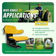 DURAFORCE Yellow Tractor Suspension Seat Fit For John Deere 2350 2355 2440