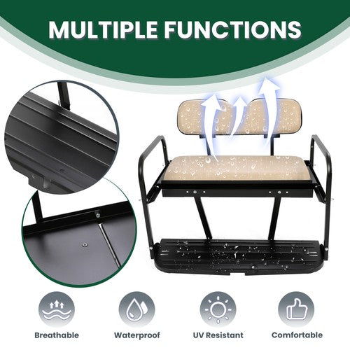 DURAFORCE Rear Flip Back Seat Kit For Pre-1994 EZGO Marathon Golf Cart Fold Down - Tan