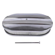 DURAFORCE 15" Oval Half Finned Polished Aluminum Air Cleaner Filter For SBC BBC Chevy 350