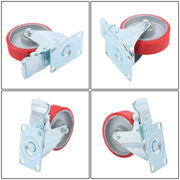 DURAFORCE 4 Inch Heavy Duty Casters, Swivel Caster Wheels with Brake, Polyurethane