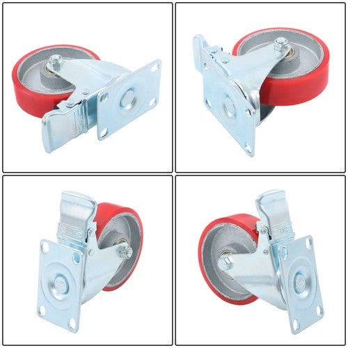 DURAFORCE 4 Inch Heavy Duty Casters, Swivel Caster Wheels with Brake, Polyurethane
