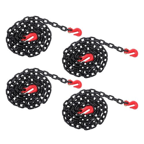 DURAFORCE 4PCS Binder Chain 3/8'' X 10' Grade 80 Transport Tow Chain Grab Hooks 7100 LBS
