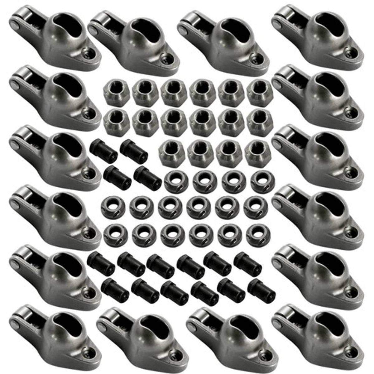 Rifle Rocker Blocks 16Pcs Steel Roller Rocker Arms for Small Block Chevy 350 1.6 Ratio 3/8 ...