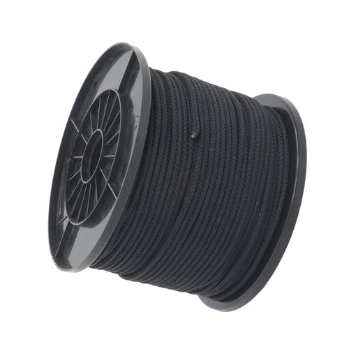DURAFORCE 3/16 Inch x 500 Feet Hollow Braid Polypropylene Rope – Black，750 Pounds