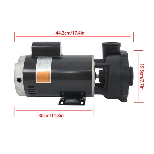 DURAFORCE 3722021-1D Spa Pump 5.0HP 230V 2" Discharge 2-Speed 56Y-Frame Hot Tubs Black