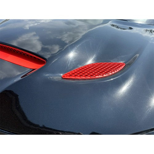 3Pcs Red Hood Bezel Insert Trims For 2015-20 Dodge Charger 68202462AD 68202581AC