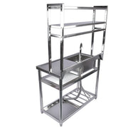 DURAFORCE 39.4in Stainless Steel Utility Sink Set, Single Bowl Commercial Sink w/ Shelves