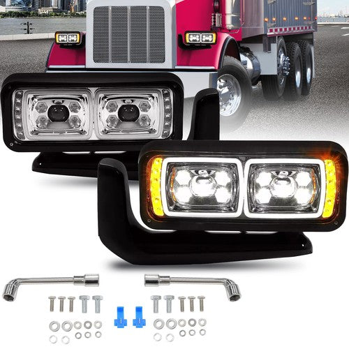 DURAFORCE Full Led Dual Projector Headlights for Peterbilt 379 357 359 389 Truck
