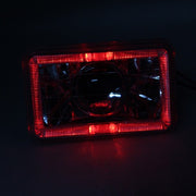 DURAFORCE 5" 4x6 Clear Lens Red LED Diamond Cut Semi Sealed Beam Projector Headlights