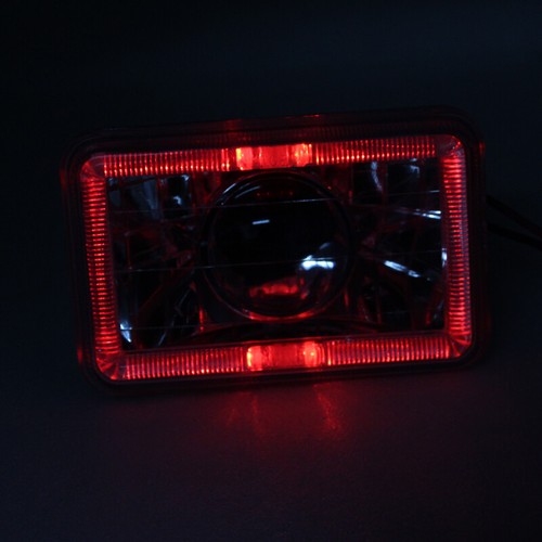 DURAFORCE 5" 4x6 Clear Lens Red LED Diamond Cut Semi Sealed Beam Projector Headlights