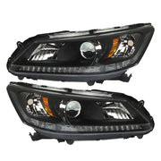 DURAFORCE Pair For Honda Accord 2013-2015 Headlights Replacement Halogen W/O LED DRL Set