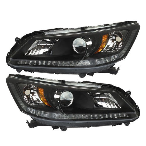 DURAFORCE Pair For Honda Accord 2013-2015 Headlights Replacement Halogen W/O LED DRL Set