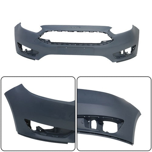DURAFORCE Front Bumper Cover+Upper Grille+Fog Light For Ford Focus 2015-2018 Plastic