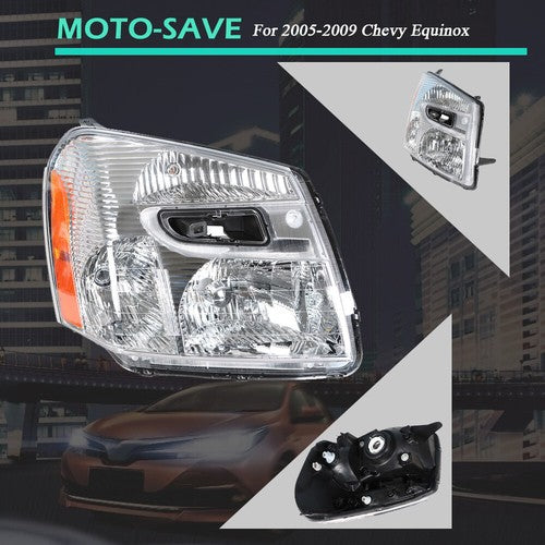 DURAFORCE Headlight Fit For Chevy Equinox 2005-2009 Headlamps Passenger Side Clear Housing