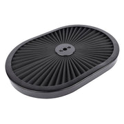 DURAFORCE 12" x 2" Super Flow Oval Air Cleaner Set with Washable Black Element, Black Trim
