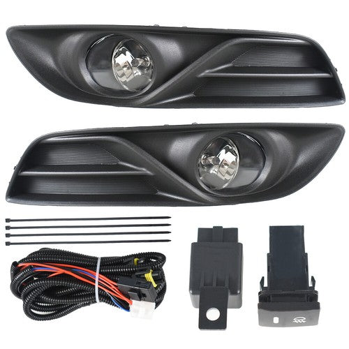 DURAFORCE Fog Lights Kit Clear Lens+Switch Clear Glass For Nissan Sentra 2013 2014 2015