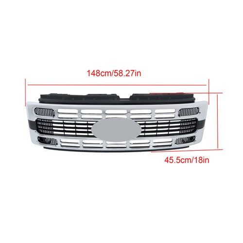 DURAFORCE New Plastic Front Upper Bumper Grille Chrome Trim For Ford F250 XL/XLT 2023-2024
