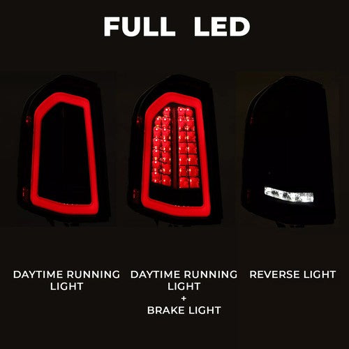 Full LED Taillights with LED Reverse Signal Black for 2011 2014 Chrysler 300